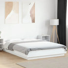 Bed met RGB LED-verlichting en bewerkt hout voor een stabiele nachtrust - Wit / 135 x 190 cm - Bedden & bedframes