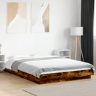 Bed met RGB LED-verlichting en bewerkt hout voor een stabiele nachtrust - Gerookt eiken / 140 x 200 cm - Bedden &