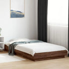 Bed met RGB LED-verlichting en bewerkt hout voor een stabiele nachtrust - Bruin / 90 x 200 cm - Bedden & bedframes