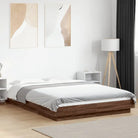 Bed met RGB LED-verlichting en bewerkt hout voor een stabiele nachtrust - Bruin / 120 x 190 cm - Bedden & bedframes