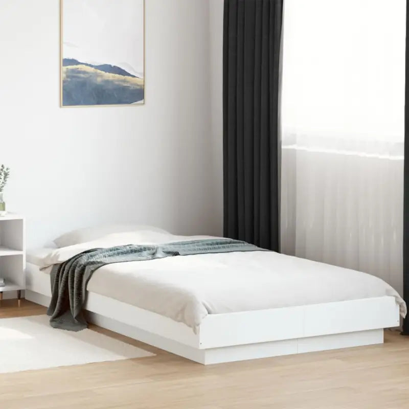 Bed met RGB LED-verlichting en bewerkt hout voor een stabiele nachtrust - Wit / 90 x 200 cm - Bedden & bedframes
