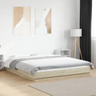 Bed met RGB LED-verlichting en bewerkt hout voor een stabiele nachtrust - Sonoma eiken / 160 x 200 cm - Bedden &