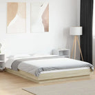 Bed met RGB LED-verlichting en bewerkt hout voor een stabiele nachtrust - Sonoma eiken / 120 x 190 cm - Bedden &