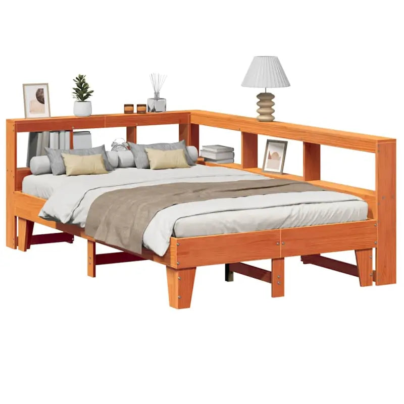 Bedden en bedframes met massief grenenhout en mooie totale afmetingen - Wasbruin / 135 x 190 cm - Bedden & bedframes