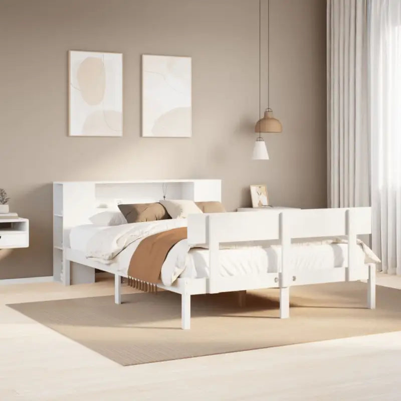 Bedden en bedframes met massief grenenhout en optimale totale afmetingen - Wit / 150 x 200 cm - Bedden & bedframes
