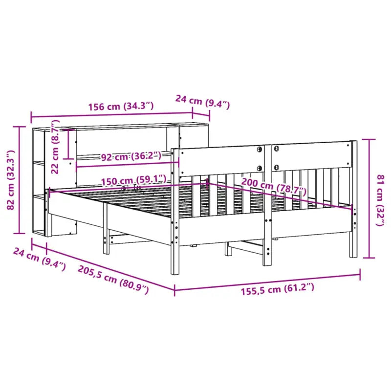Bedden en bedframes met massief grenenhout en optimale totale afmetingen - Bedden & bedframes