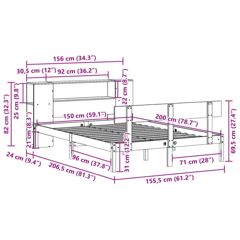 Bedden en bedframes met massief grenenhout en optimale totale afmetingen - Bedden & bedframes