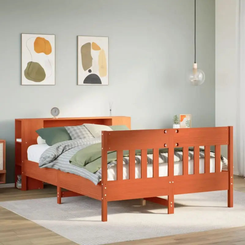 Bedden en bedframes met massief grenenhout en optimale totale afmetingen - Wasbruin / 135 x 190 cm - Bedden & bedframes