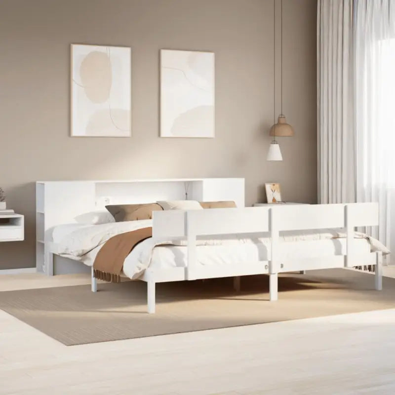 Bedden en bedframes met massief grenenhout en optimale totale afmetingen - Wit / 200 x 200 cm - Bedden & bedframes