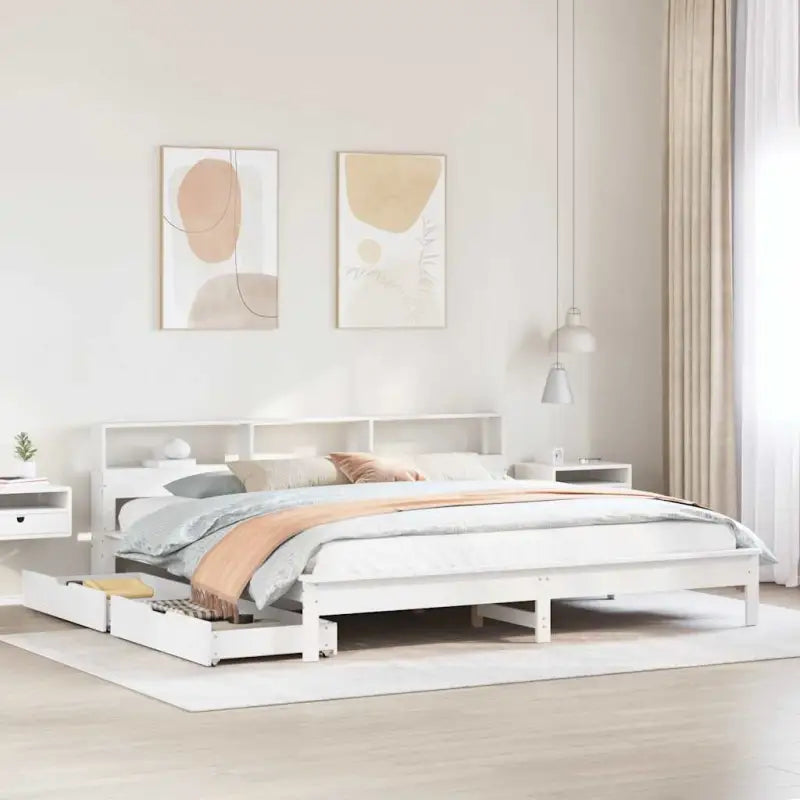 Bedden en bedframes met massief grenenhout voor optimale comfort - Wit / 200 x 200 cm - Bedden & bedframes