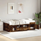 Bedden en bedframes veelzijdige slaapbank in grijs Sonoma eiken bewerkt hout - Gerookt eiken / 100 x 200 cm - Bedden &