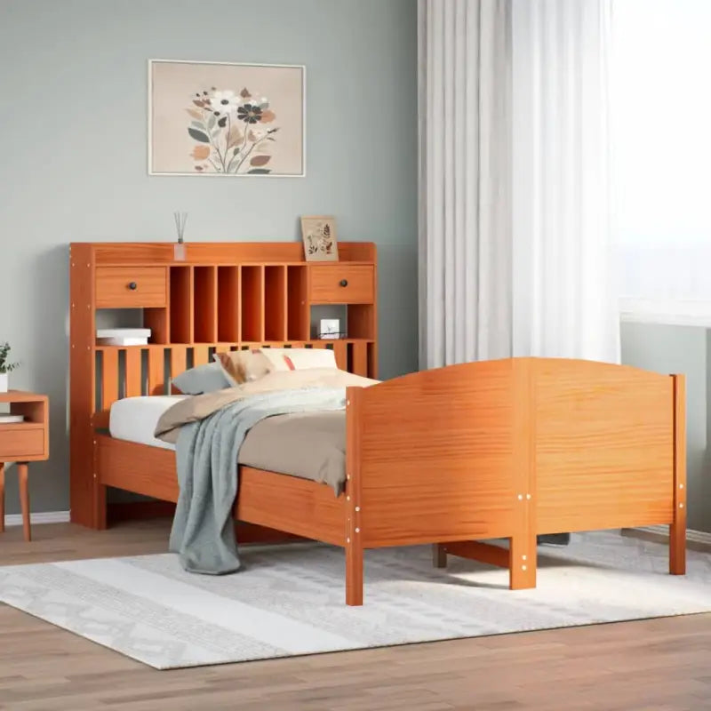 Bedden met massief grenenhout en ruime totale afmetingen - Wasbruin / 120 x 190 cm - Bedden & bedframes
