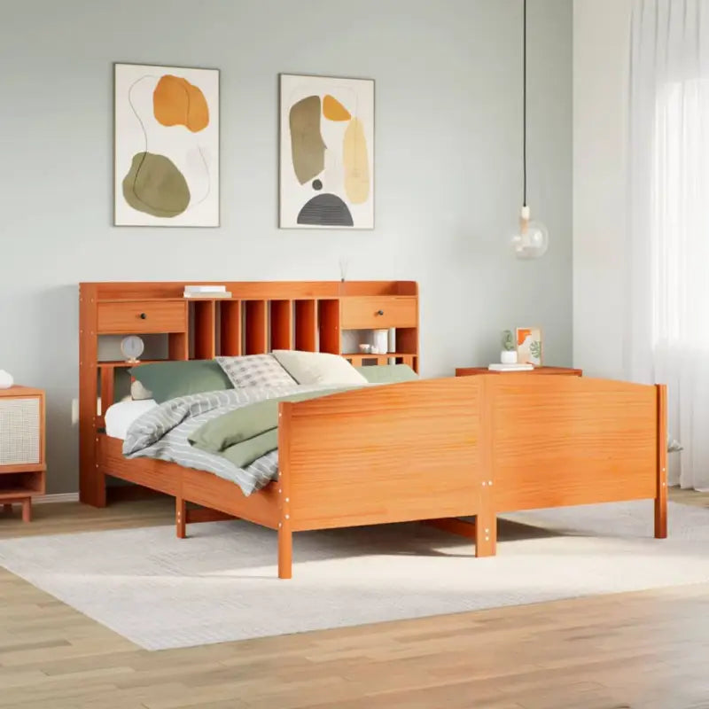 Bedden met massief grenenhout en ruime totale afmetingen - Wasbruin / 200 x 200 cm - Bedden & bedframes