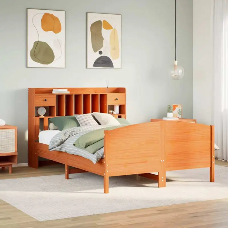 Bedden met massief grenenhout en ruime totale afmetingen - Wasbruin / 160 x 200 cm - Bedden & bedframes