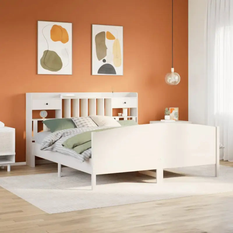 Bedden met massief grenenhout en ruime totale afmetingen - Wit / 200 x 200 cm - Bedden & bedframes