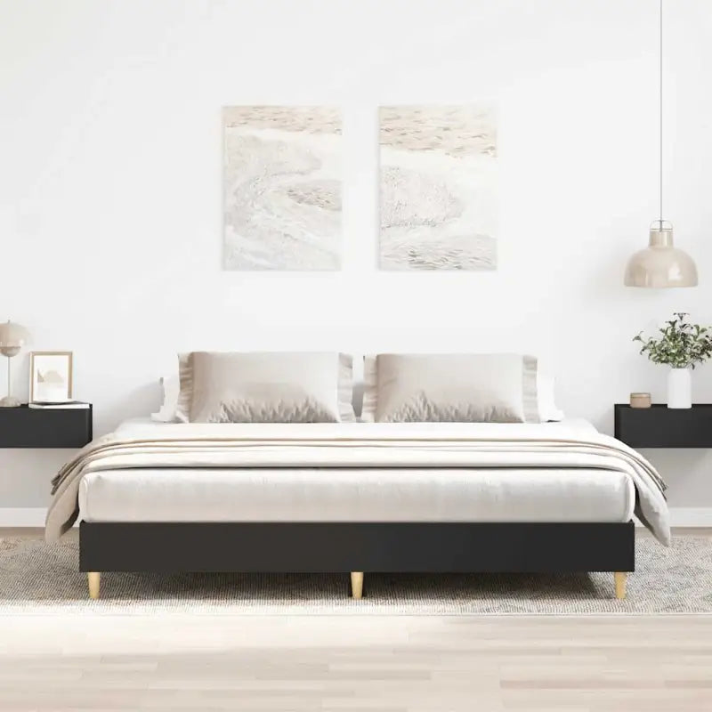 Bedframe in gerookt eiken voor een stabiele en stijlvolle slaapkamer - Zwart / 200 x 200 cm - Bedden & bedframes