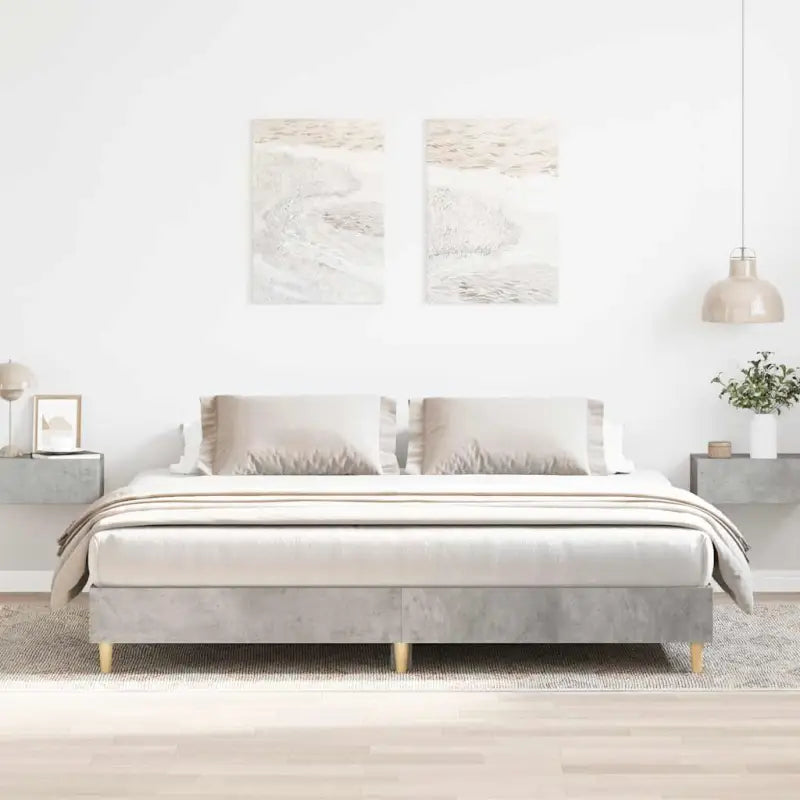 Bedframe in gerookt eiken voor een stabiele en stijlvolle slaapkamer - Betongrijs / 200 x 200 cm - Bedden & bedframes