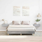 Bedframe in gerookt eiken voor een stabiele en stijlvolle slaapkamer - Grijs sonoma / 140 x 200 cm - Bedden & bedframes