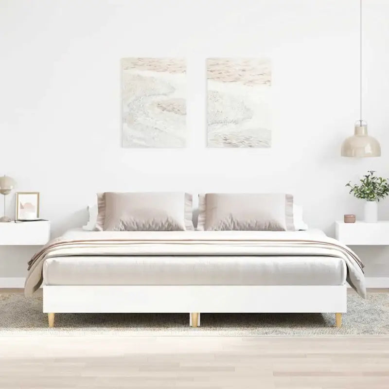 Bedframe in gerookt eiken voor een stabiele en stijlvolle slaapkamer - Wit / 200 x 200 cm - Bedden & bedframes