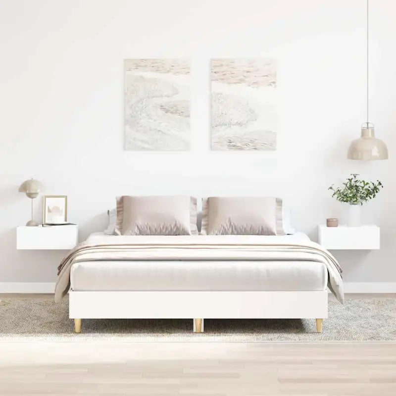 Bedframe in gerookt eiken voor een stabiele en stijlvolle slaapkamer - Wit / 150 x 200 cm - Bedden & bedframes