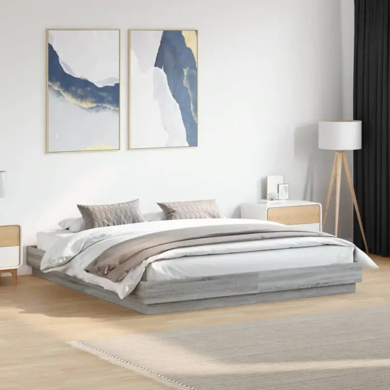 Bedframe in Grijs Sonoma met duurzaam bewerkt hout voor comfortabele nachten - Bedden & bedframes
