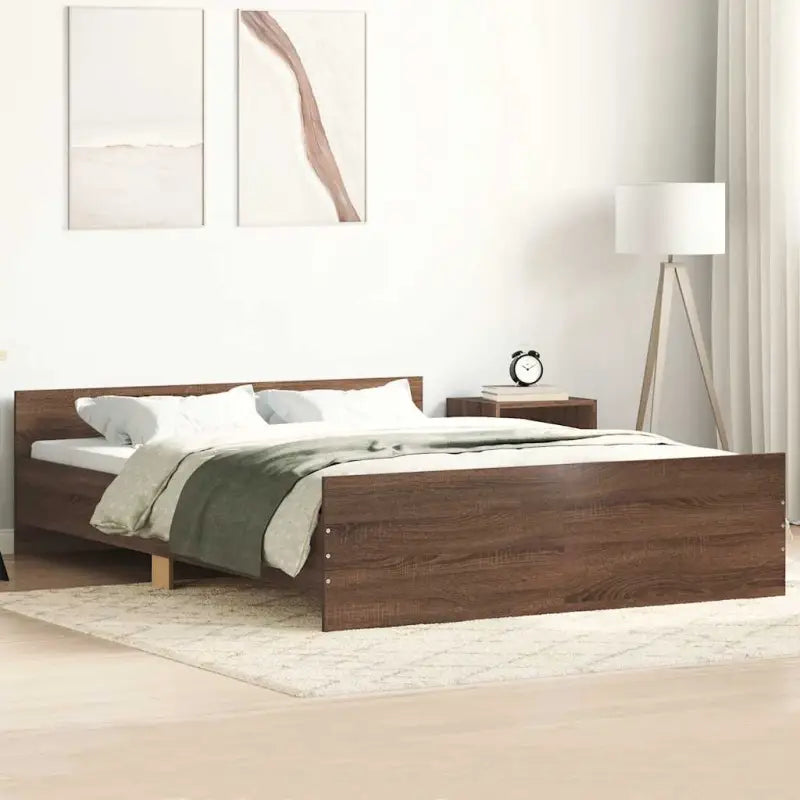 Bedframe in Grijs Sonoma voor een stevige en stabiele nachtrust - bruin eikenkleur / 120 x 200 cm - Bedden & bedframes