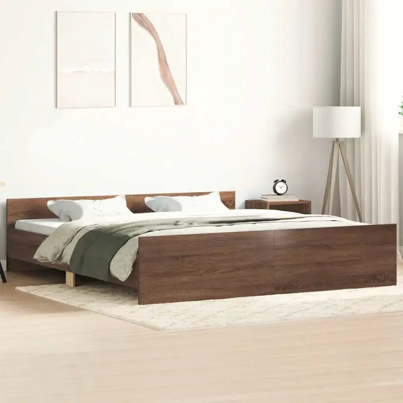 Bedframe in Grijs Sonoma voor een stevige en stabiele nachtrust - bruin eikenkleur / 160 x 200 cm - Bedden & bedframes