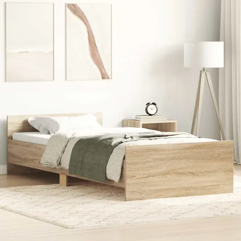 Bedframe in Grijs Sonoma voor een stevige en stabiele nachtrust - Sonoma eiken / 90 x 190 cm - Bedden & bedframes