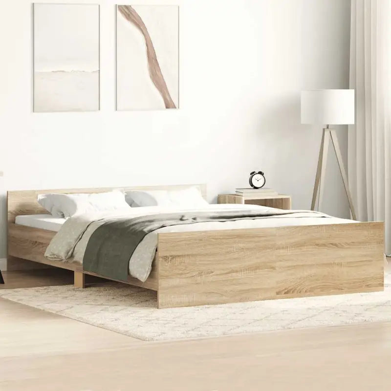 Bedframe in Grijs Sonoma voor een stevige en stabiele nachtrust - Sonoma eiken / 150 x 200 cm - Bedden & bedframes