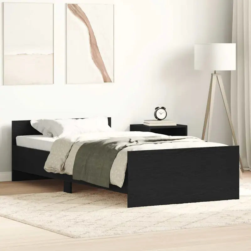 Bedframe in Grijs Sonoma voor een stevige en stabiele nachtrust - Zwart eiken / 75 x 190 cm - Bedden & bedframes