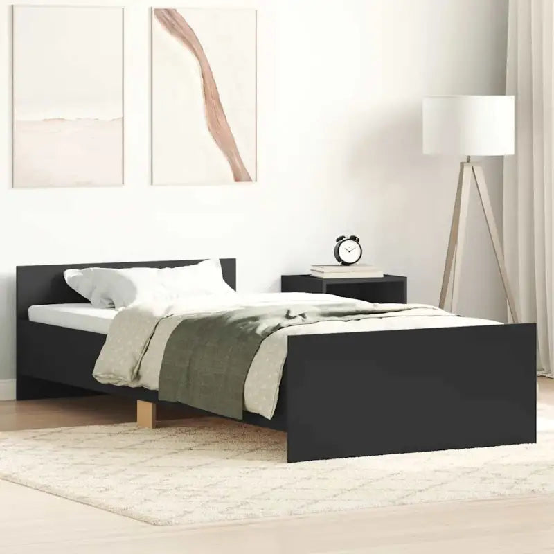 Bedframe in Grijs Sonoma voor een stevige en stabiele nachtrust - Zwart / 75 x 190 cm - Bedden & bedframes