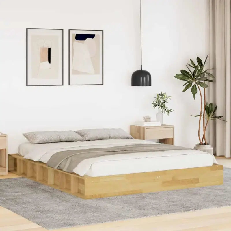 Bedframe in massief eikenhout voor een sterke en duurzame slaapkamer - 150 x 200 cm - Bedden & bedframes