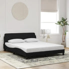 Bedframe met hoofdeinde en multiplex lattenbodem in zacht fluweel - Zwart / 160 x 200 cm - Bedden & bedframes