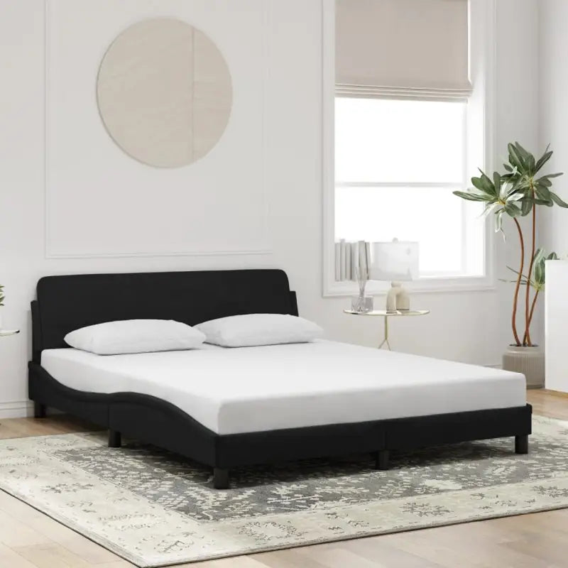 Bedframe met hoofdeinde en multiplex lattenbodem in zacht fluweel - Zwart / 160 x 200 cm - Bedden & bedframes