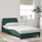 Bedframe met hoofdeinde en multiplex lattenbodem in zacht fluweel - Donkergroen / 100 x 200 cm - Bedden & bedframes