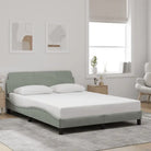 Bedframe met hoofdeinde en multiplex lattenbodem in zacht fluweel - Lichtgrijs / 140 x 200 cm - Bedden & bedframes