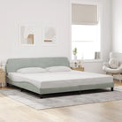 Bedframe met hoofdeinde en multiplex lattenbodem in zacht fluweel - Lichtgrijs / 200 x 200 cm - Bedden & bedframes