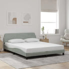 Bedframe met hoofdeinde en multiplex lattenbodem in zacht fluweel - Lichtgrijs / 160 x 200 cm - Bedden & bedframes