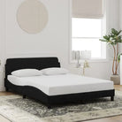 Bedframe met hoofdeinde en multiplex lattenbodem in zacht fluweel - Zwart / 140 x 200 cm - Bedden & bedframes