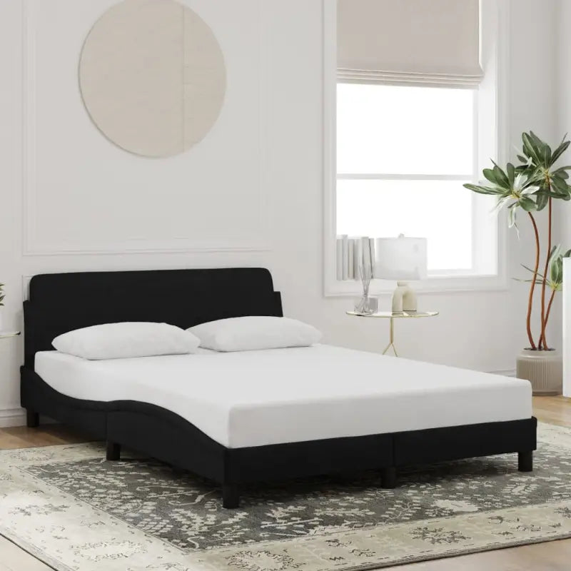 Bedframe met hoofdeinde en multiplex lattenbodem in zacht fluweel - Zwart / 140 x 200 cm - Bedden & bedframes