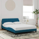 Bedframe met hoofdeinde en multiplex lattenbodem in zacht fluweel - Blauw / 140 x 200 cm - Bedden & bedframes