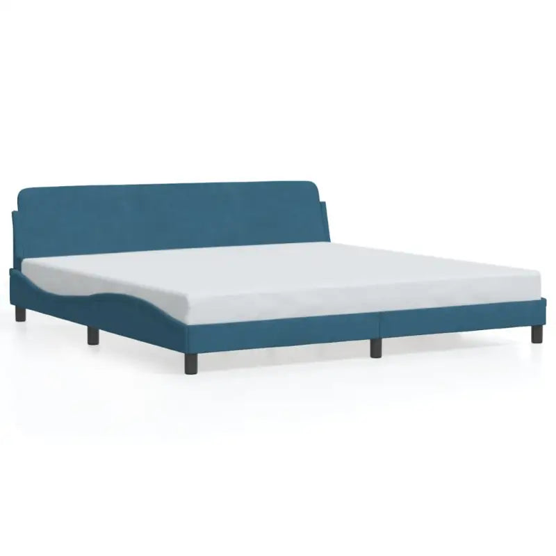 Bedframe met hoofdeinde en multiplex lattenbodem in zacht fluweel - Blauw / 200 x 200 cm - Bedden & bedframes