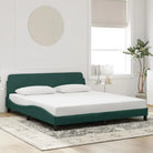 Bedframe met hoofdeinde en multiplex lattenbodem in zacht fluweel - Donkergroen / 180 x 200 cm - Bedden & bedframes