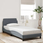 Bedframe met hoofdeinde en multiplex lattenbodem in zacht fluweel - Donkergrijs / 90 x 190 cm - Bedden & bedframes