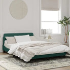 Bedframe met hoofdeinde en multiplex lattenbodem in zacht fluweel - Donkergroen / 140 x 190 cm - Bedden & bedframes