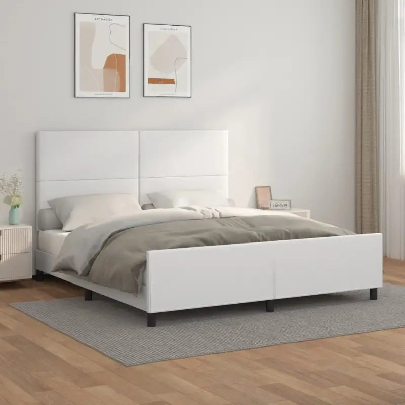 Bedframe met hoofdeinde en multiplex lattenbodem inclusief levering bevat - Wit / 180 x 200 cm / Effen ontwerp - Bedden