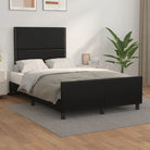 Bedframe met hoofdeinde en multiplex lattenbodem inclusief levering bevat - Zwart / 120 x 200 cm / Effen met spijkers