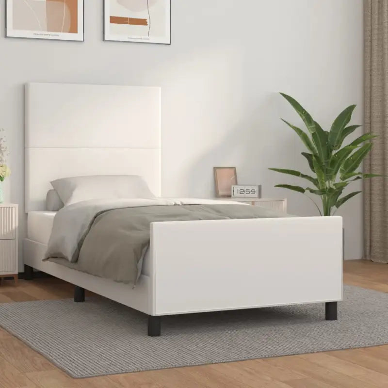 Bedframe met hoofdeinde en multiplex lattenbodem inclusief levering bevat - Wit / 100 x 200 cm / Effen ontwerp - Bedden