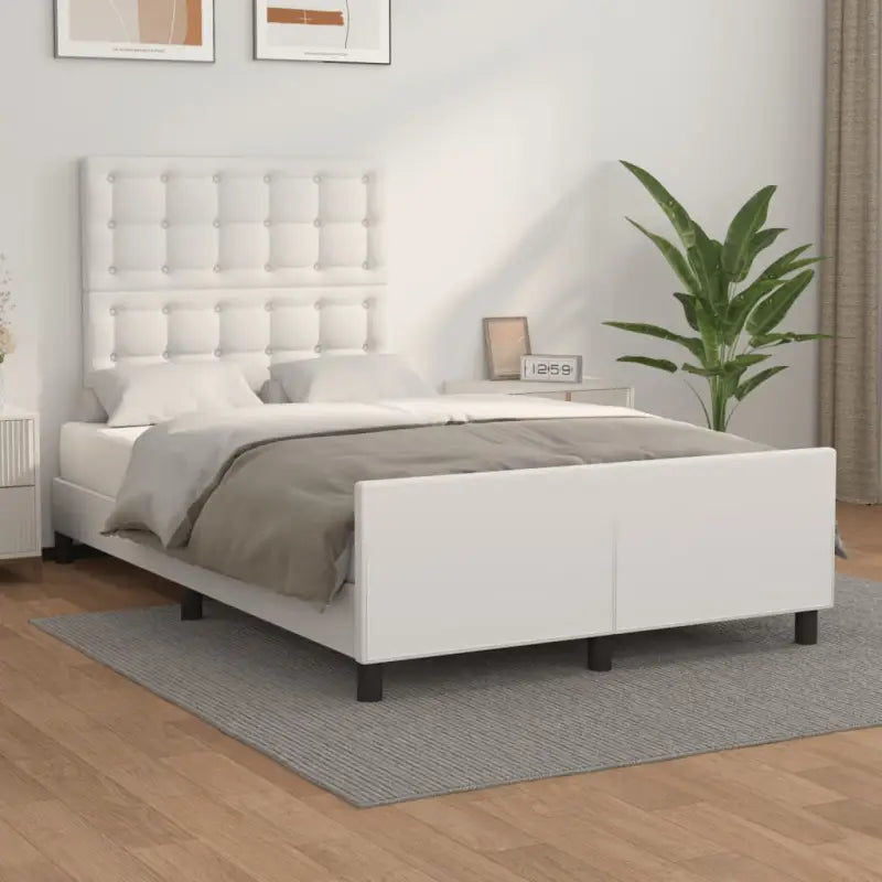 Bedframe met hoofdeinde en multiplex lattenbodem inclusief levering bevat - Wit / 120 x 190 cm / knoppwn - Bedden &