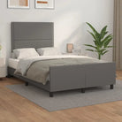 Bedframe met hoofdeinde en multiplex lattenbodem inclusief levering bevat - Grijs / 120 x 200 cm / Effen met spijkers
